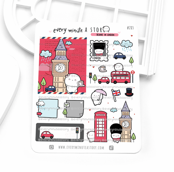 Destination London stickers, travel