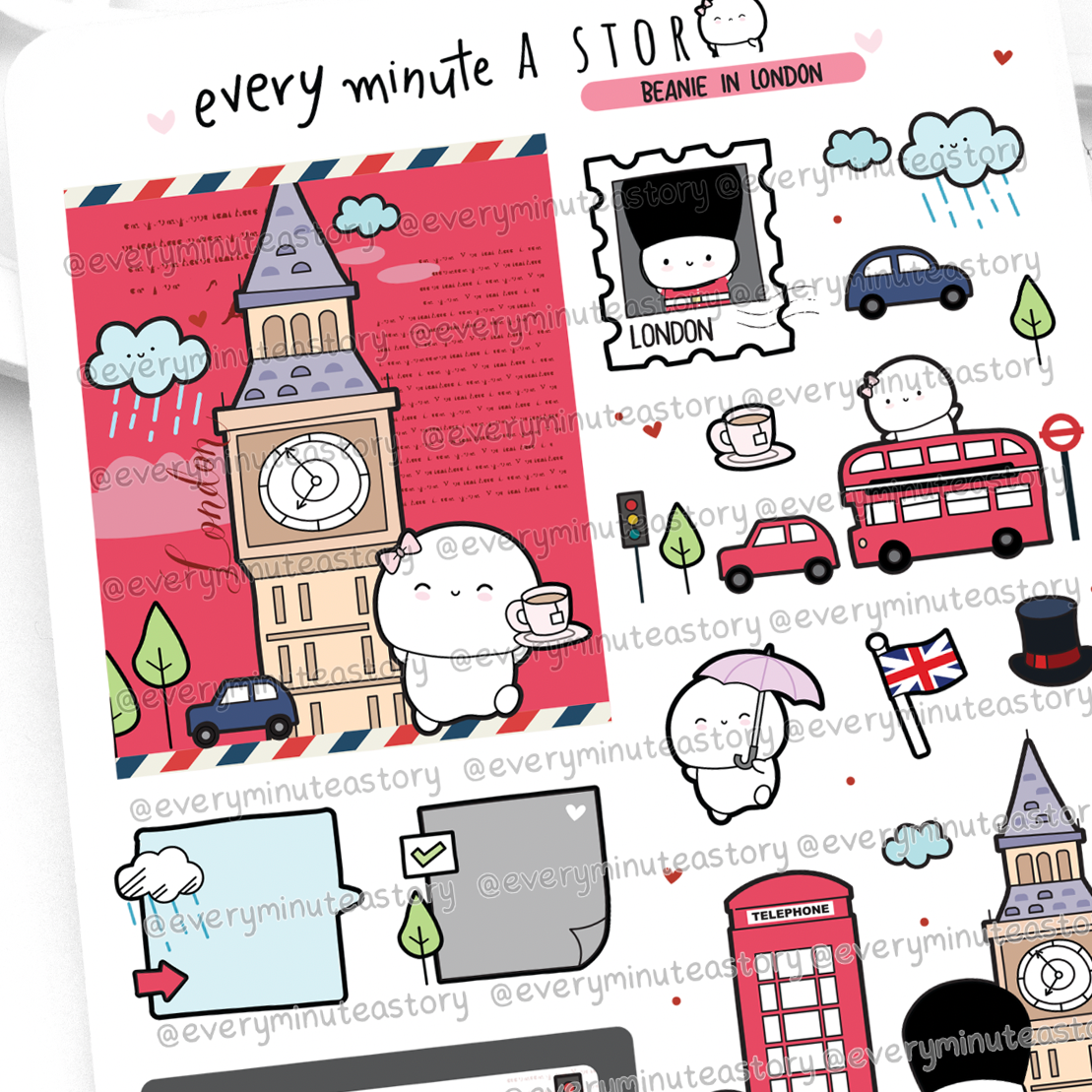 Destination London stickers, travel