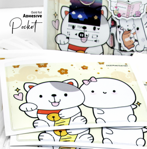 Lucky cat large adhesive pocket - Limited stock!