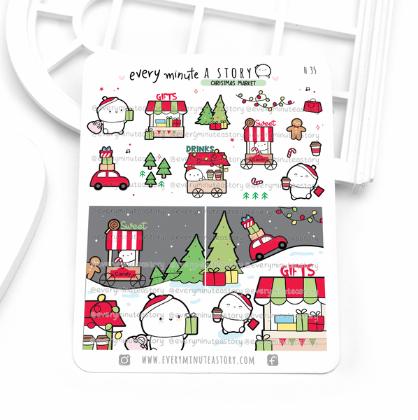 Christmas market stickers- Low Stock!