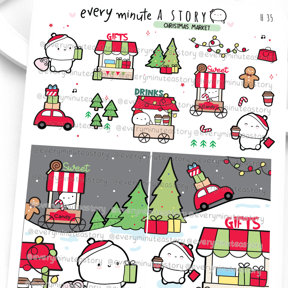 Christmas market stickers- Low Stock!