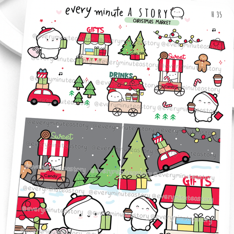 Christmas market stickers- Low Stock!