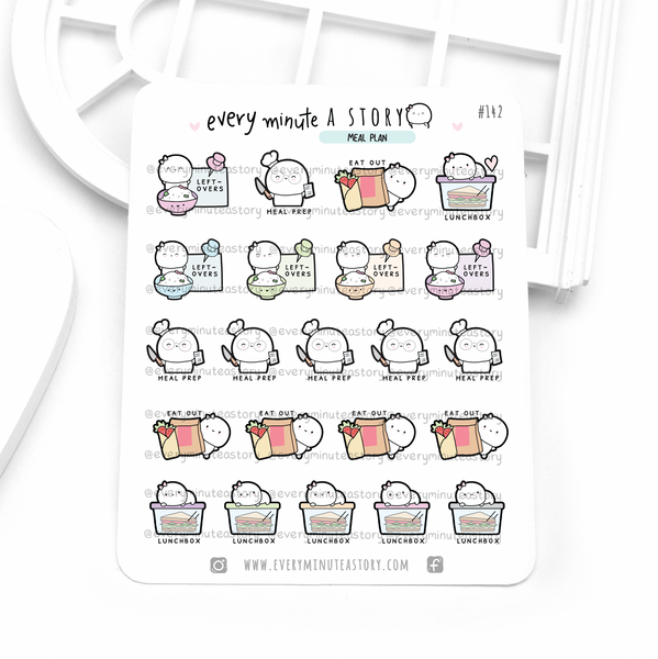 Meal plan stickers, cooking, meal prep, lunch box