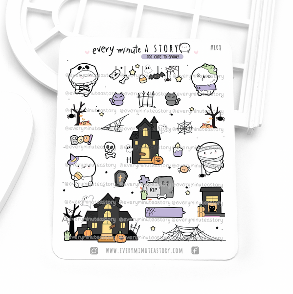 Too cute to spook halloween stickers, fall- Low Stock!