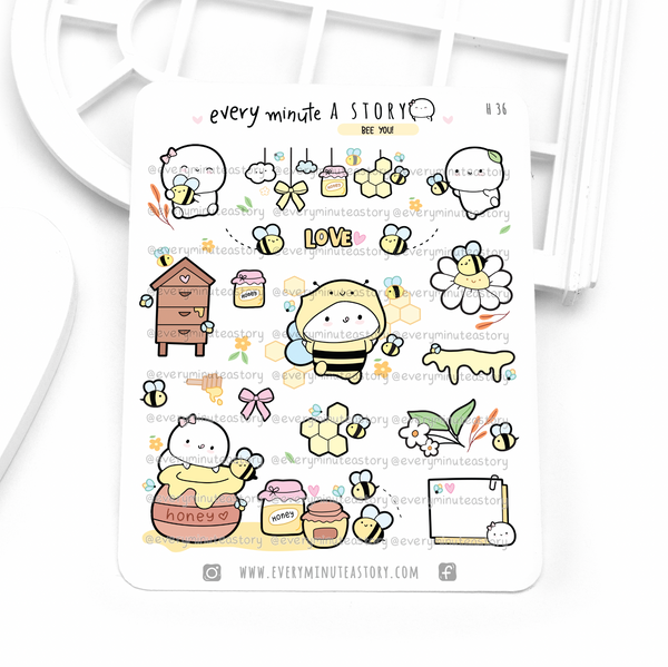 Bee you! Honey bee Beanie stickers