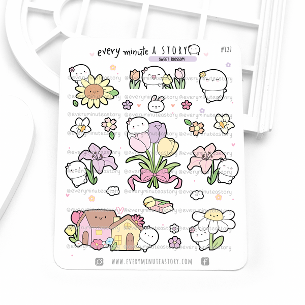 Sweet blossom stickers, spring planner stickers, florals