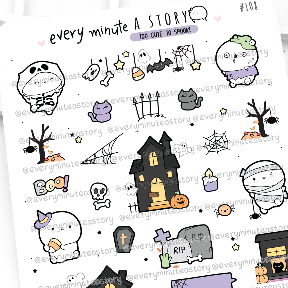 Too cute to spook halloween stickers, fall- Low Stock!