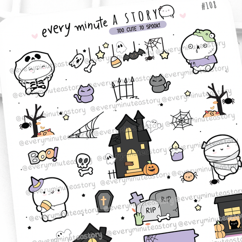 Too cute to spook halloween stickers, fall- Low Stock!