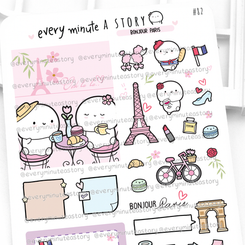 Bonjour Paris Beanie stickers