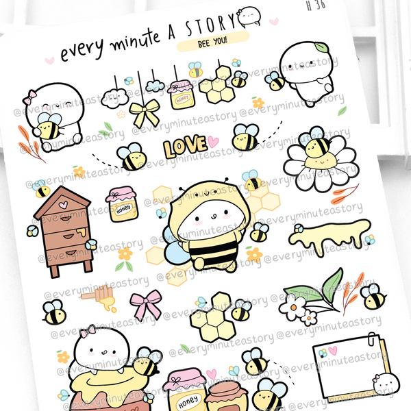 Bee you! Honey bee Beanie stickers