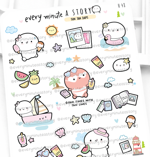 Sun, tan, repeat Beanie sticker sampler