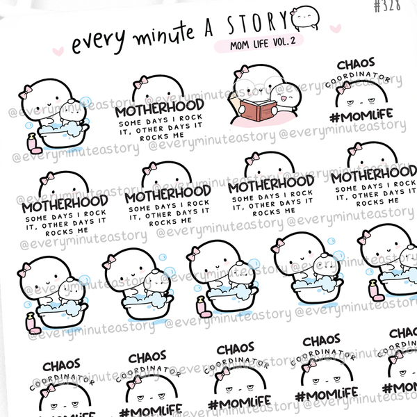 Mom life Vol.2 stickers, baby stickers, tired, chaos coordinator