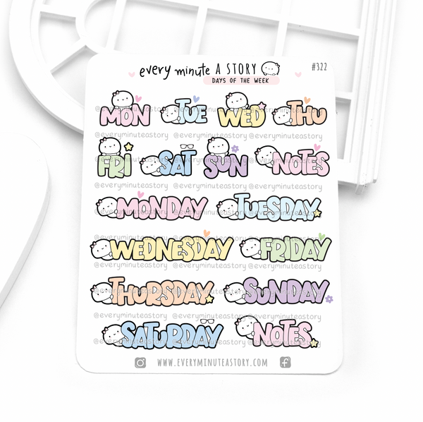 Days of the week planner stickers