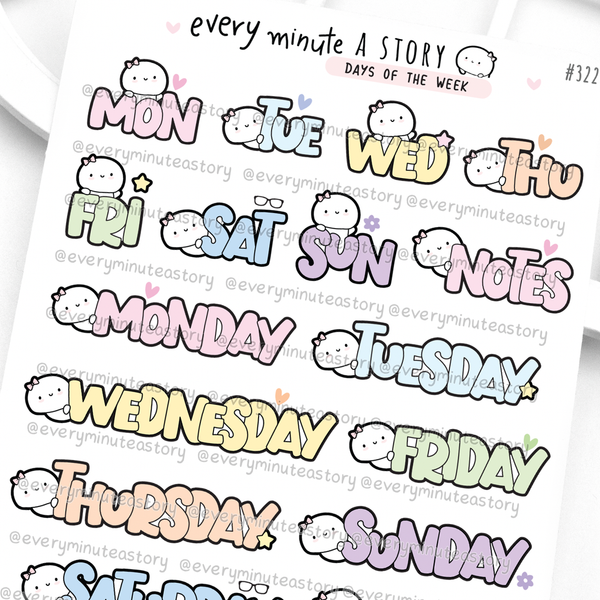 Days of the week planner stickers
