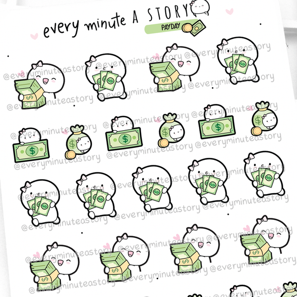 Pay day Beanies, Payday planner stickers, cash, loan, bank, bills