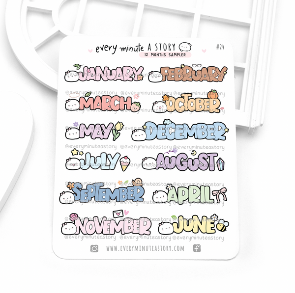 12 months name planner stickers