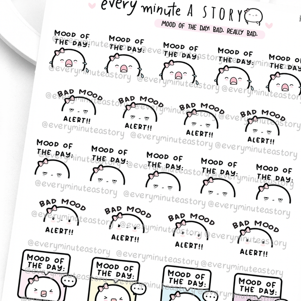 Bad mood day stickers, mood alert, angry