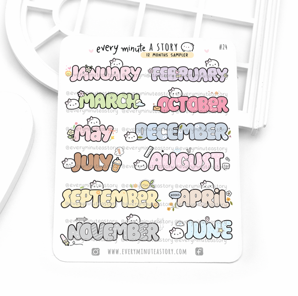 12 months name planner stickers