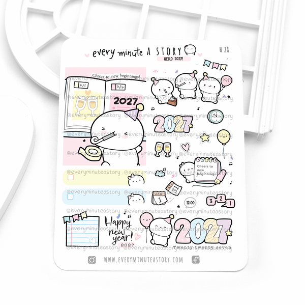 Happy New Year 2027 Beanie stickers