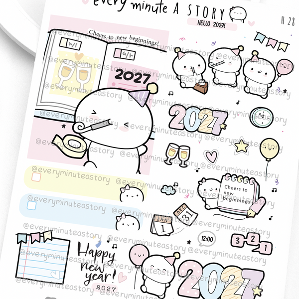 Happy New Year 2027 Beanie stickers