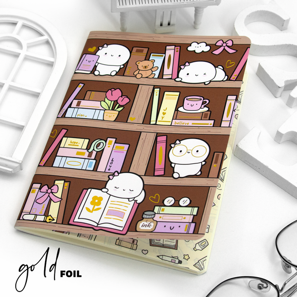 Beanie's bookshelf B6 grid notebook, gold foil - LIMITED STOCK! LIMIT: 1/order