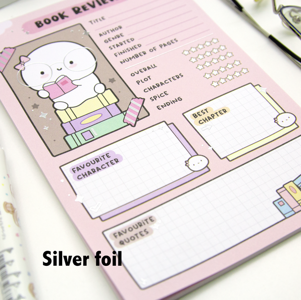 Book review foiled Beanie notepads- Limit 1/order