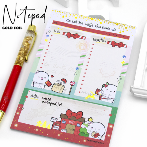 Holiday notepad, gold foil -Limited Stock!