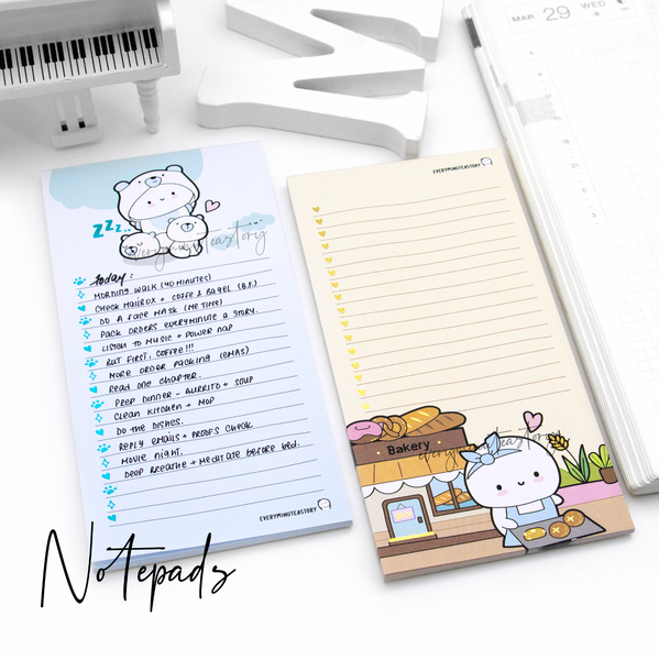 Foiled Beanie notepads, blue/gold foil, Polar bear and Bakery land| -Limited Stock!