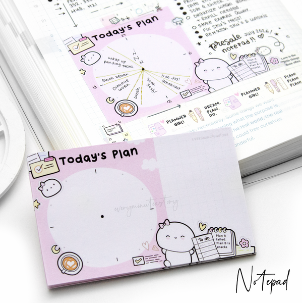 PRE-SALE! Today's plan, hourly notepad, quick daily planner