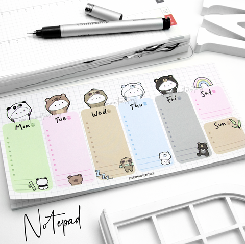 I like you bear-y much weekly notepad- Low stock, limit 2/order