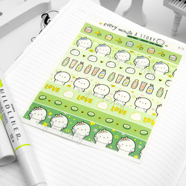 2025 monthly deco stickers matching foiled washi strips on washi paper, Vol.2