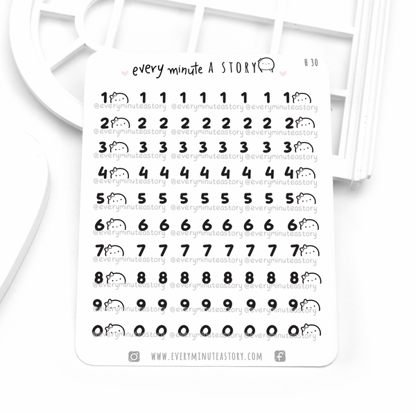 Beanie number stickers, functional deco planner date stickers