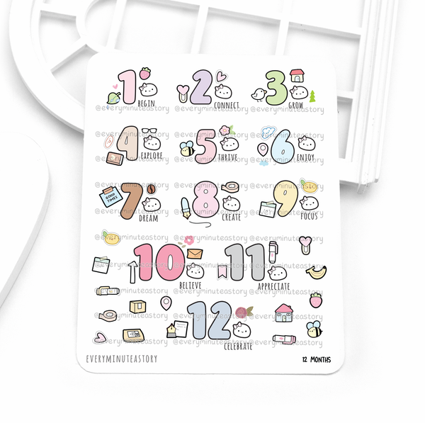 2027 matching month number stickers