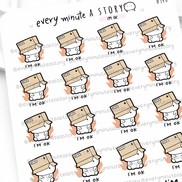 I'm ok, on fire, Beanie stickers, angry, frustrated