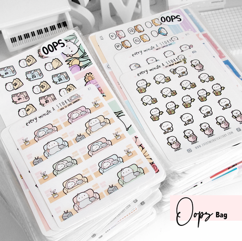 OOPS Bags/Misfit sticker bags! 5 Sticker Sheets-LIMITED STOCK! 40% off! Limit 4 bags/order