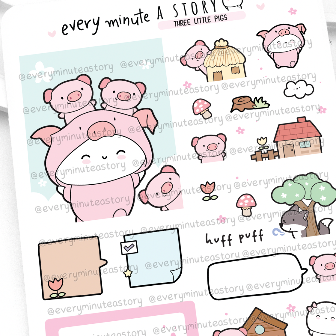 Three little pigs stickers