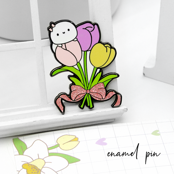 Freshly bloomed tulips enamel pin- LIMITED STOCK! Limit 2/order