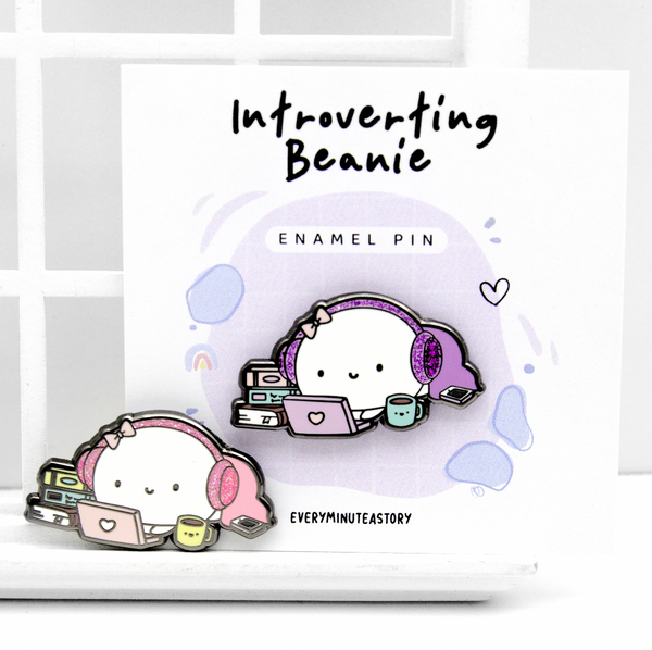 Introverting Beanie enamel pin- Low Stock, Limit 2/order