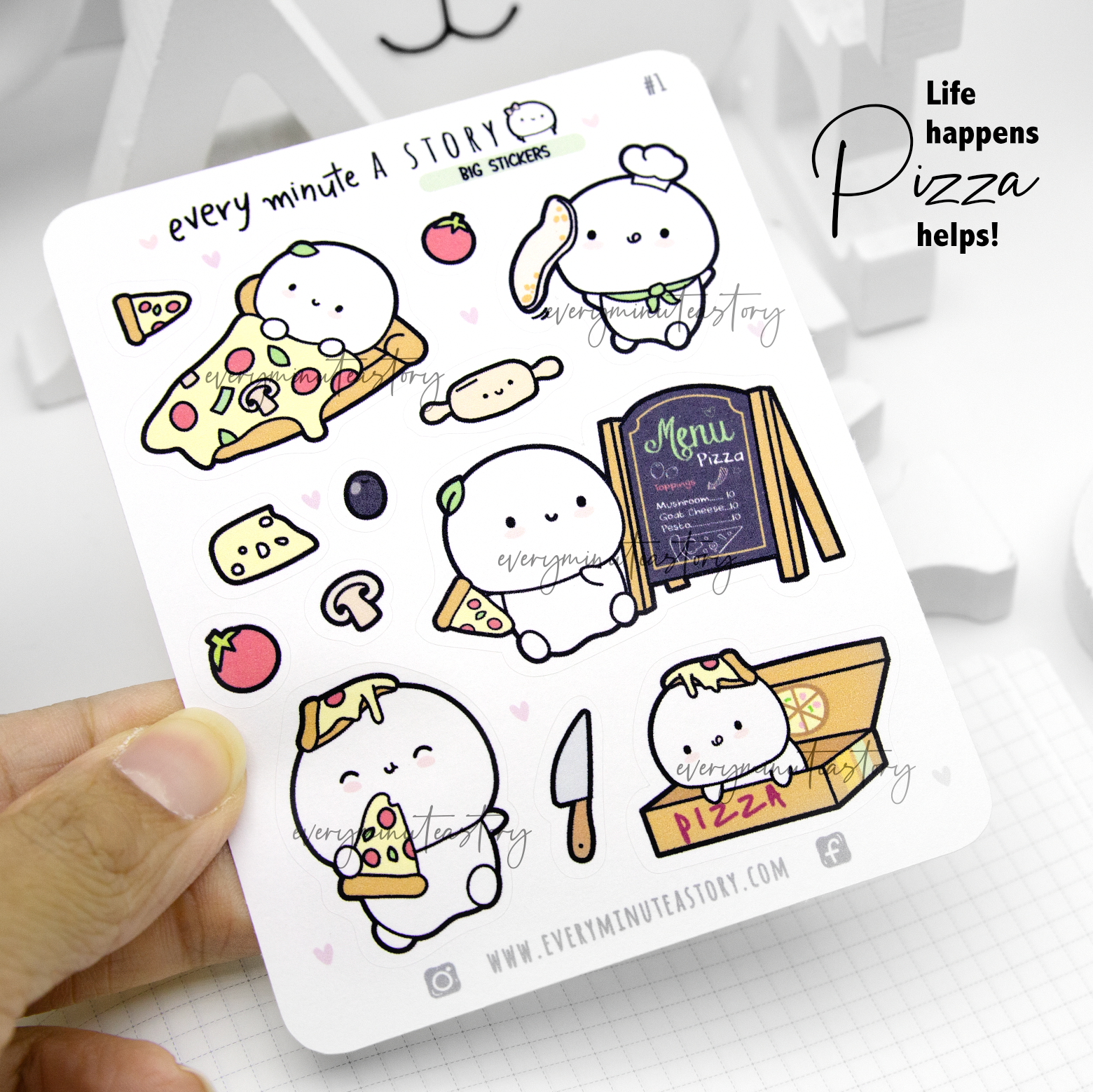 Pizza lover Beanie big stickers- Low stock!