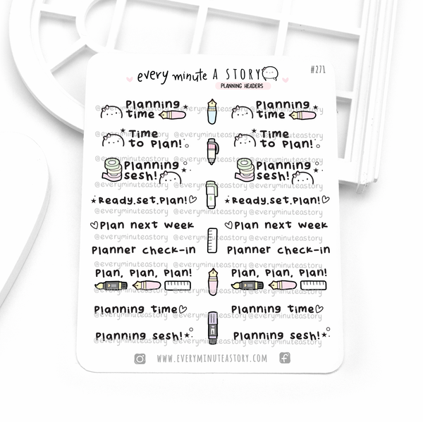 Daily planning headers, planning time