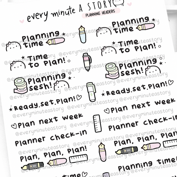 Daily planning headers, planning time