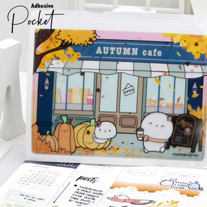 Autumn cafe large adhesive pocket - Low stock! Limit 3/order