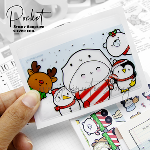 Beanie and Friends holiday Silver foiled adhesive sticky pocket | Low stock, limit 2/order