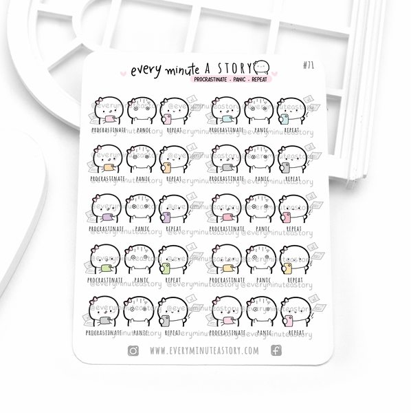 Procrastinate, panic, repeat Beanie stickers, work