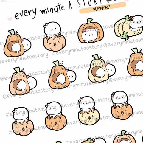 Sweet autumn Pumpkin stickers- LOW STOCK!