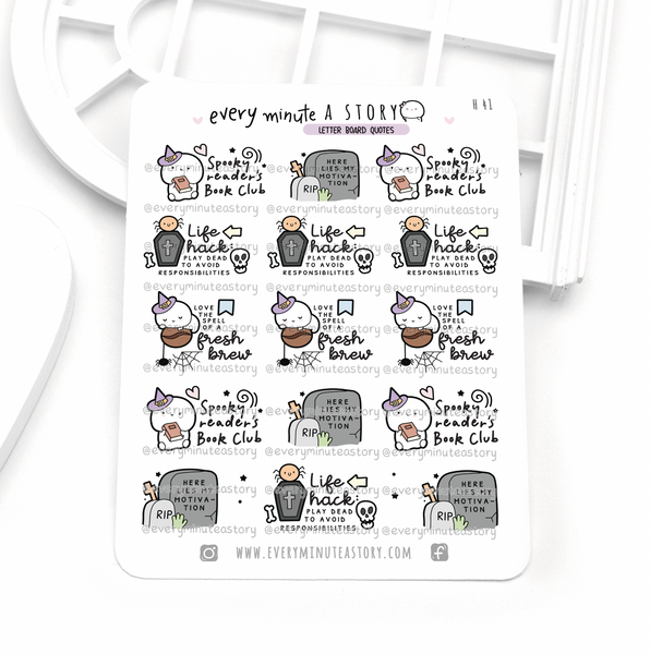 Spooky letterboard quote stickers, halloween, fall- Low Stock!