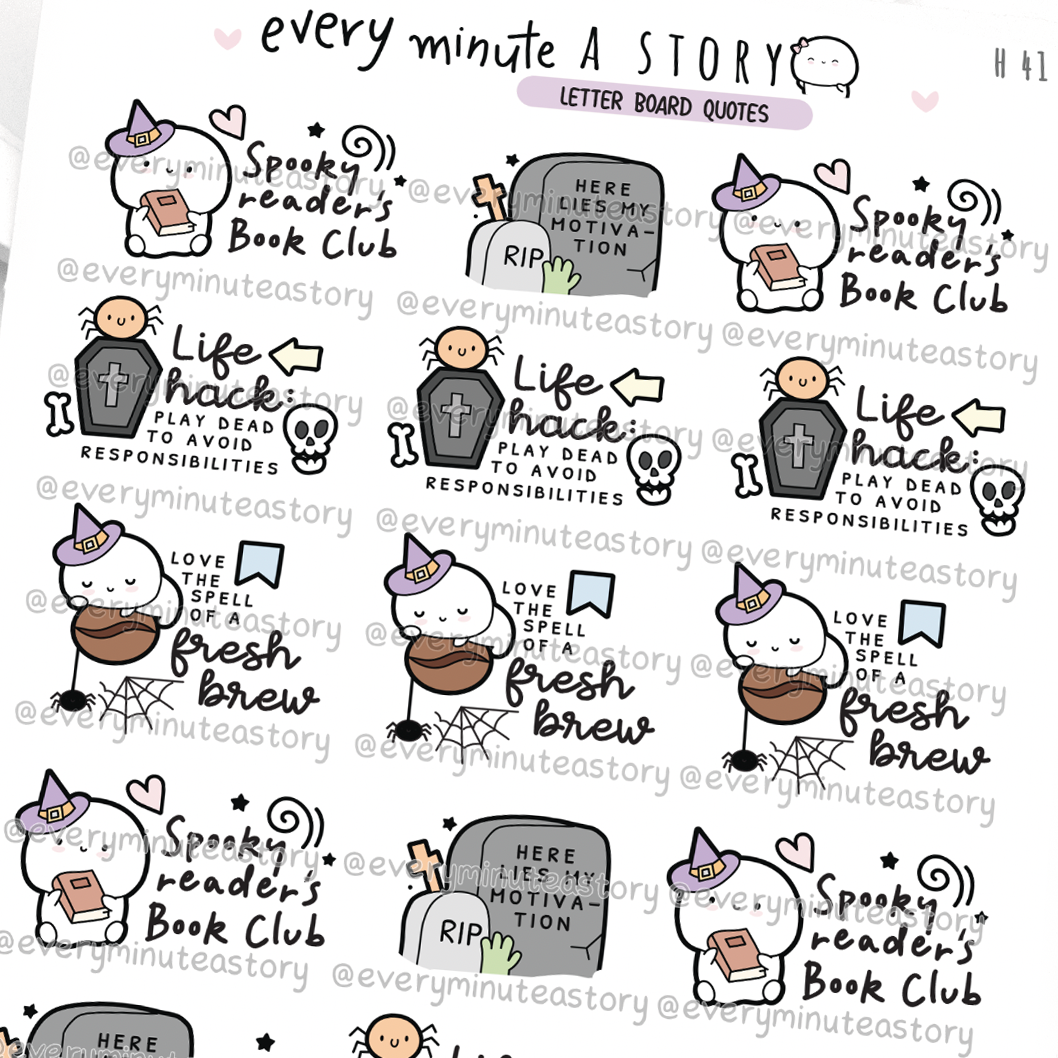 Spooky letterboard quote stickers, halloween, fall- Low Stock!