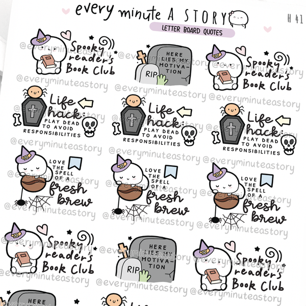 Spooky letterboard quote stickers, halloween, fall- Low Stock!