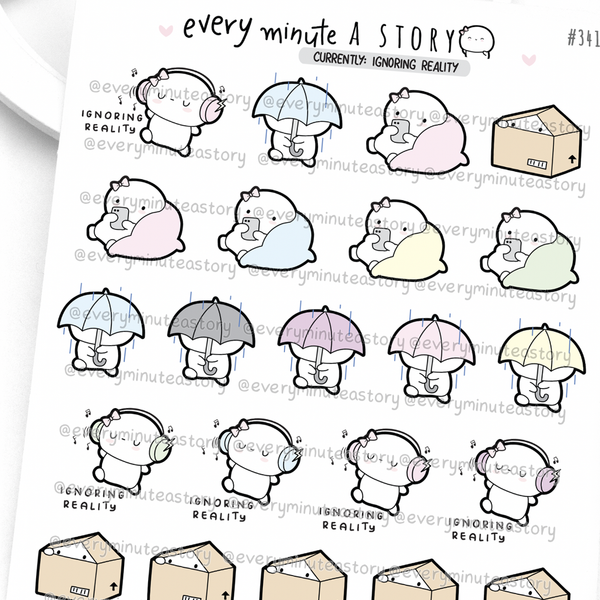 Currently ignoring reality, me time Beanie stickers, music