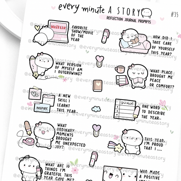 Yearly reflection journal prompts, new year